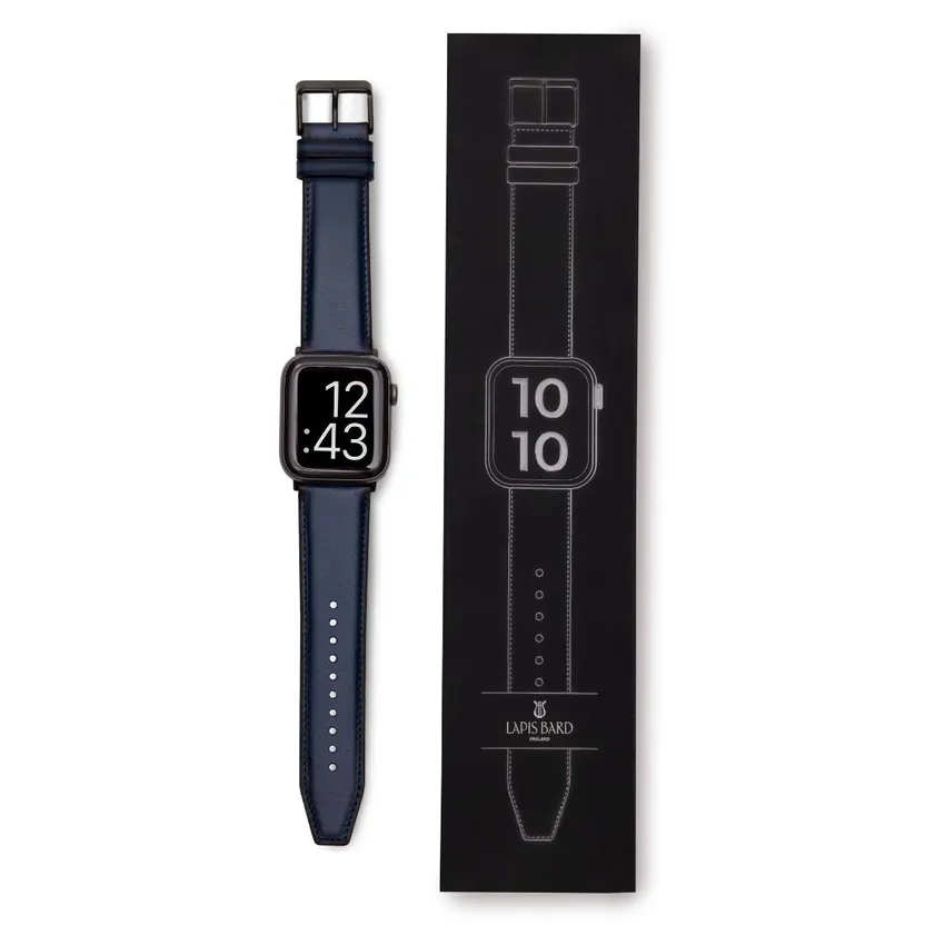 Lapis Bard Leather Apple Watch Strap - Navy