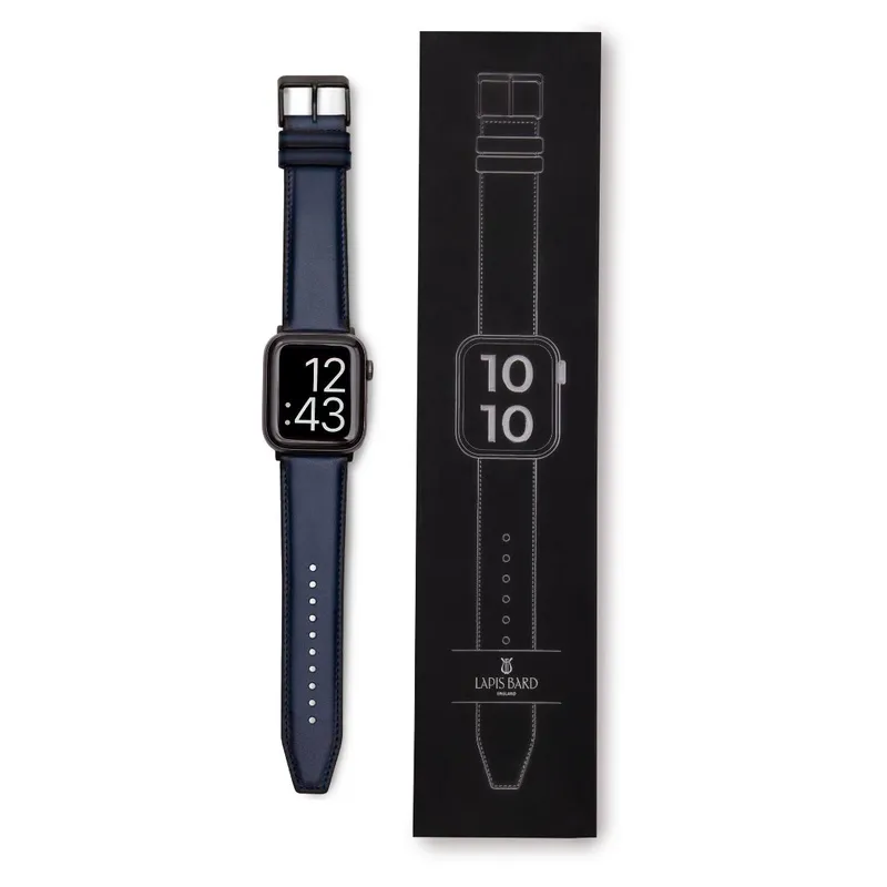 Lapis Bard Leather Apple Watch Strap - Navy