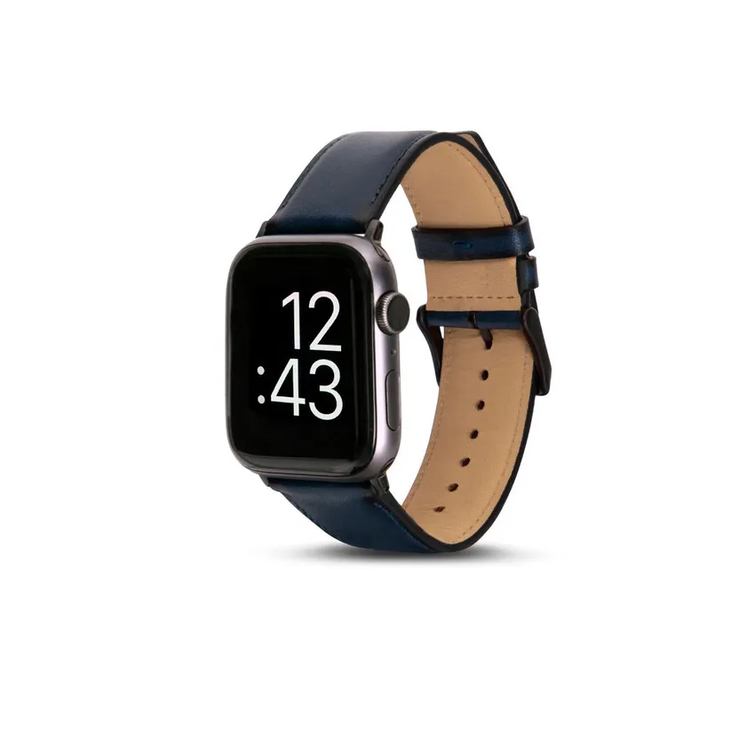 Lapis Bard Leather Apple Watch Strap - Navy