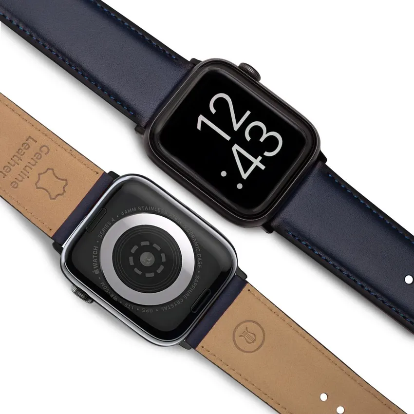 Lapis Bard Leather Apple Watch Strap - Navy