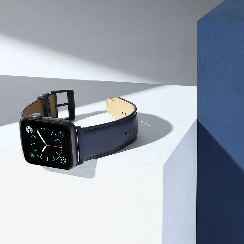 Lapis Bard Leather Apple Watch Strap - Navy