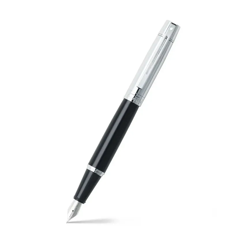 Sheaffer Gift Set 300 9314 Fountain Pen (M) and Ballpoint Pen Glossy Black Barrel Chrome Cap and Chrome Trims - Set of 2 Pens