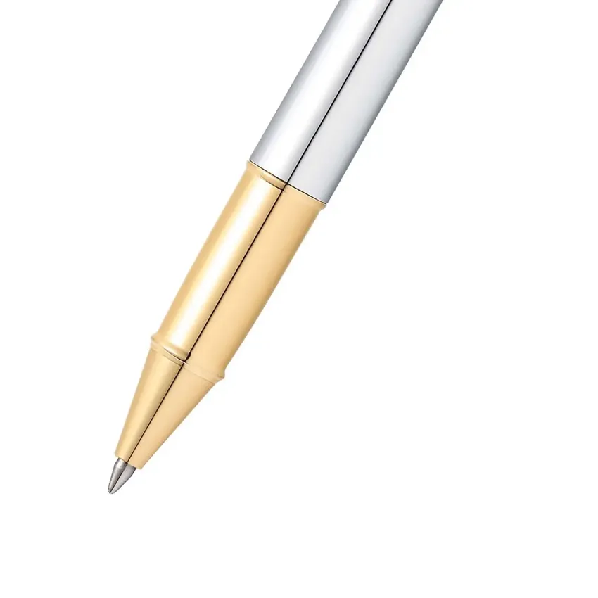Sheaffer Gift Set 100 9340 Fountain Pen (M) and Rollerball Pen Bright Chrome with Gold Trims - Set of 2 Pens