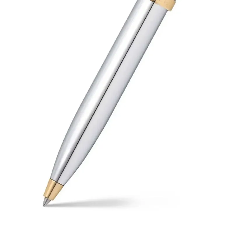 Sheaffer Gift Set 100 9340 Fountain Pen (M) and Rollerball Pen Bright Chrome with Gold Trims - Set of 2 Pens