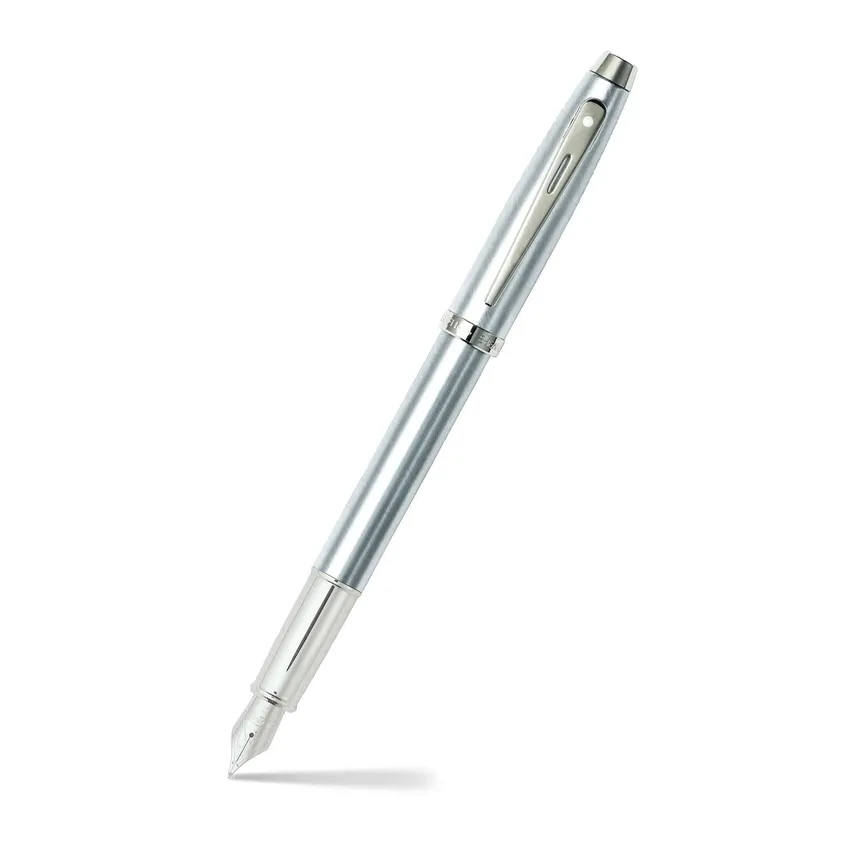 Sheaffer Gift Set 100 9306 Fountain Pen (M) and Rollerball Pen Brushed Chrome with Chrome Trims - Set of 2 Pens