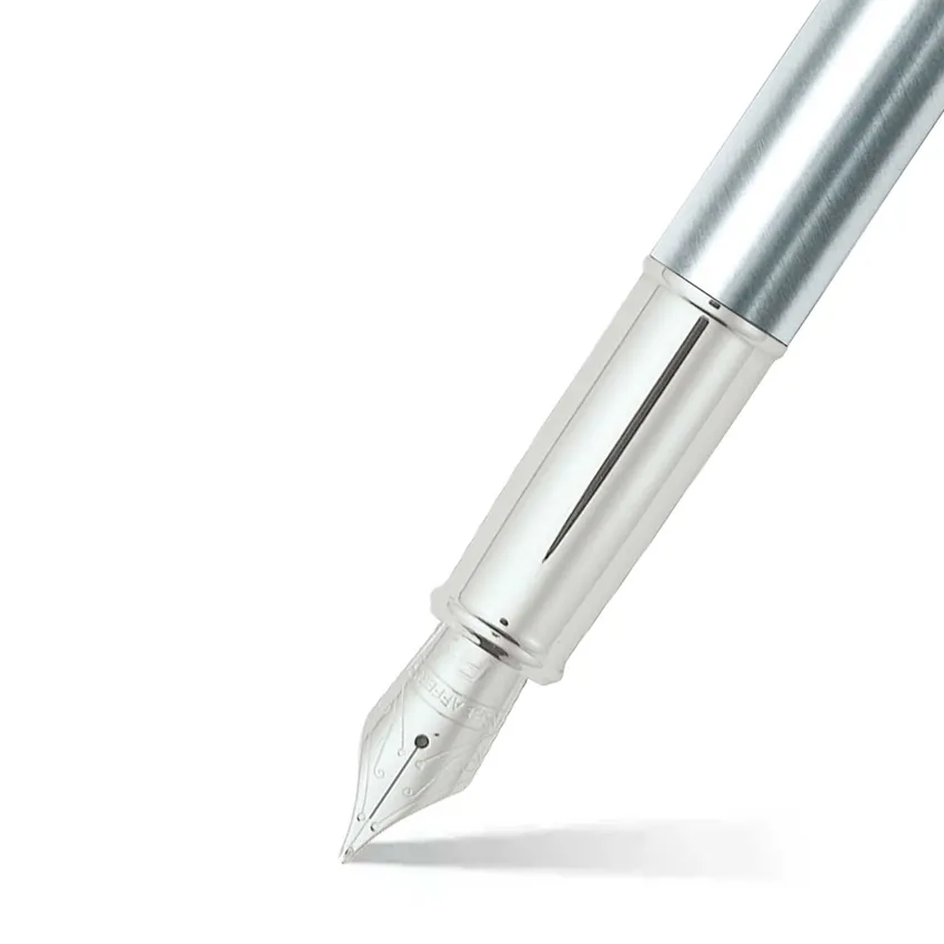 Sheaffer Gift Set 100 9306 Fountain Pen (M) and Rollerball Pen Brushed Chrome with Chrome Trims - Set of 2 Pens