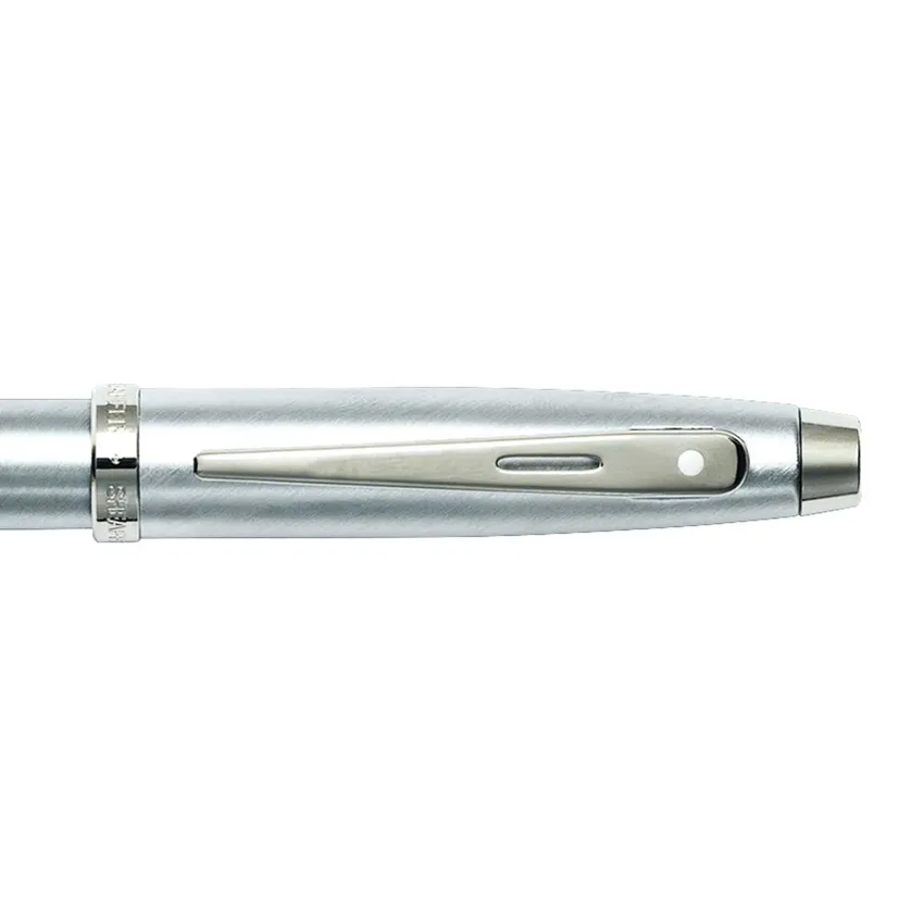 Sheaffer Gift Set 100 9306 Fountain Pen (M) and Rollerball Pen Brushed Chrome with Chrome Trims - Set of 2 Pens