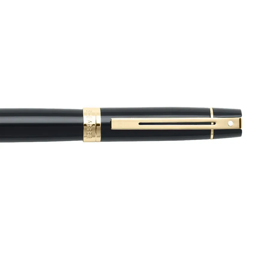 Sheaffer Gift Set 300 9325 Fountain Pen (M) and Rollerball Pen Glossy Black and Gold Trims - Set of 2 Pens