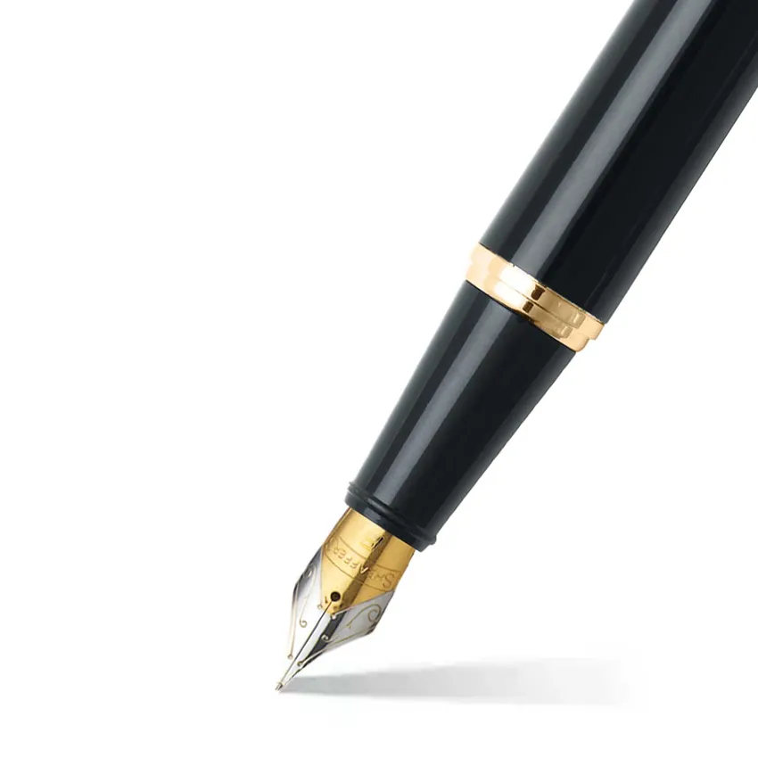 Sheaffer Gift Set 300 9325 Fountain Pen (M) and Rollerball Pen Glossy Black and Gold Trims - Set of 2 Pens
