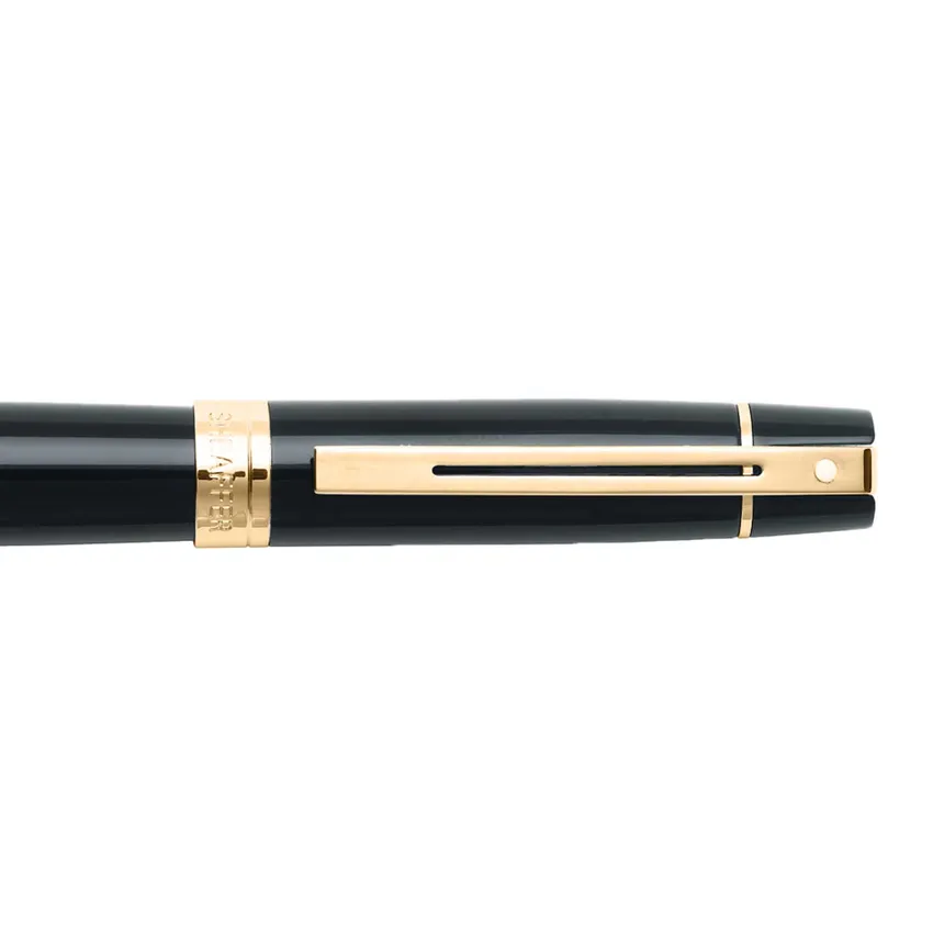 Sheaffer Gift Set 300 9325 Fountain Pen (M) and Rollerball Pen Glossy Black and Gold Trims - Set of 2 Pens
