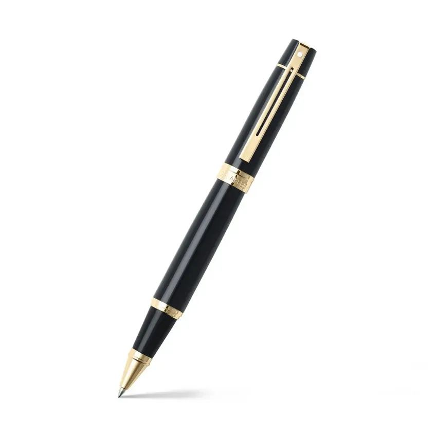 Sheaffer Gift Set 300 9325 Fountain Pen (M) and Rollerball Pen Glossy Black and Gold Trims - Set of 2 Pens