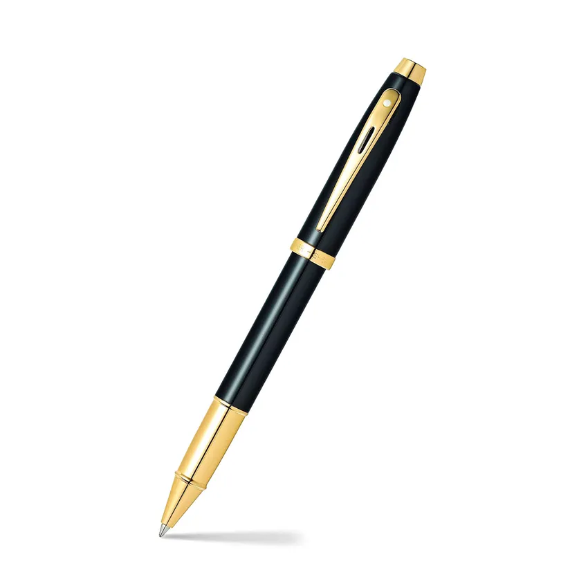 Sheaffer Gift Set 100 9322 Ballpoint Pen and Rollerball Pen Glossy Black with Gold Trims - Set of 2 Pens