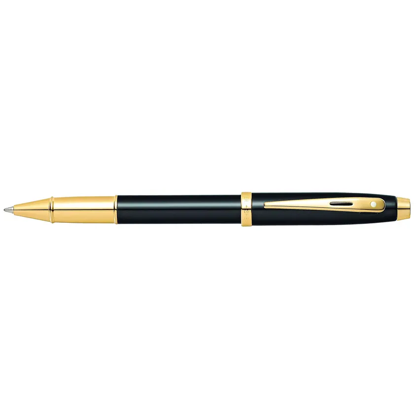 Sheaffer Gift Set 100 9322 Ballpoint Pen and Rollerball Pen Glossy Black with Gold Trims - Set of 2 Pens