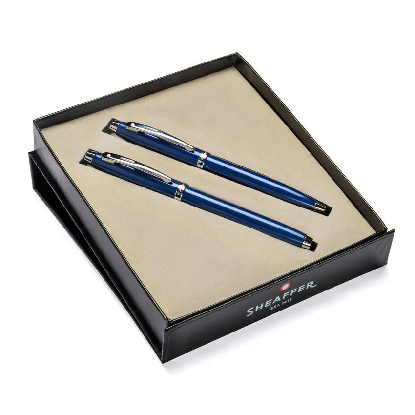 Sheaffer Gift Set 100 9339 Ballpoint Pen and Rollerball Pen Glossy Black with Gold Trims - Set of 2 Pens