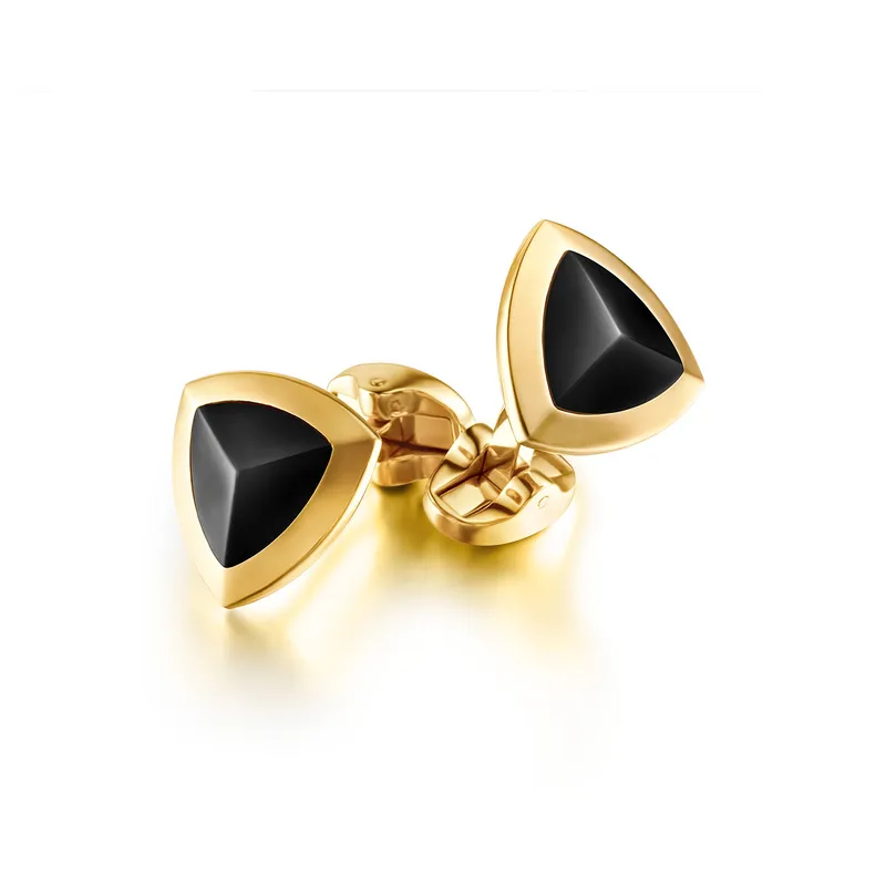 Lapis Bard Avant Garde Basildon IP Gold Cufflinks with Black-Onyx Inset
