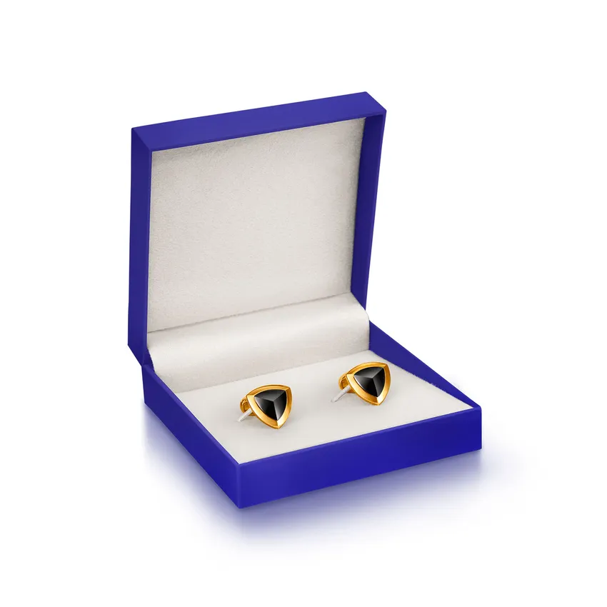 Lapis Bard Avant Garde Basildon IP Gold Cufflinks with Black-Onyx Inset