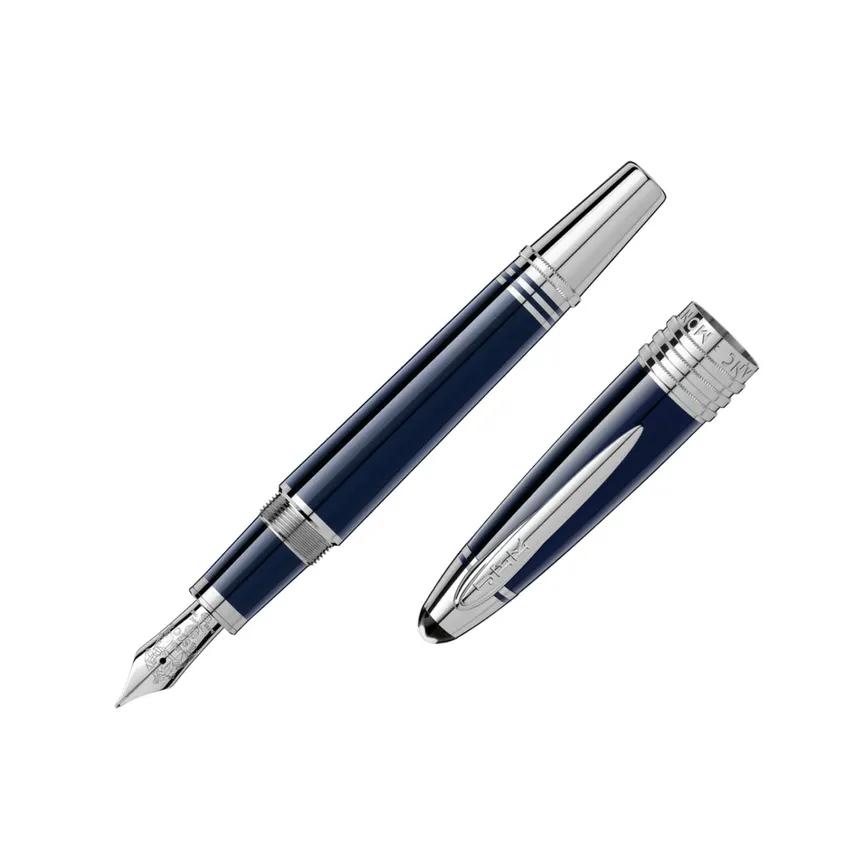 Montblanc John F. Kennedy Medium Fountain Pen - Blue With Platinum Trims