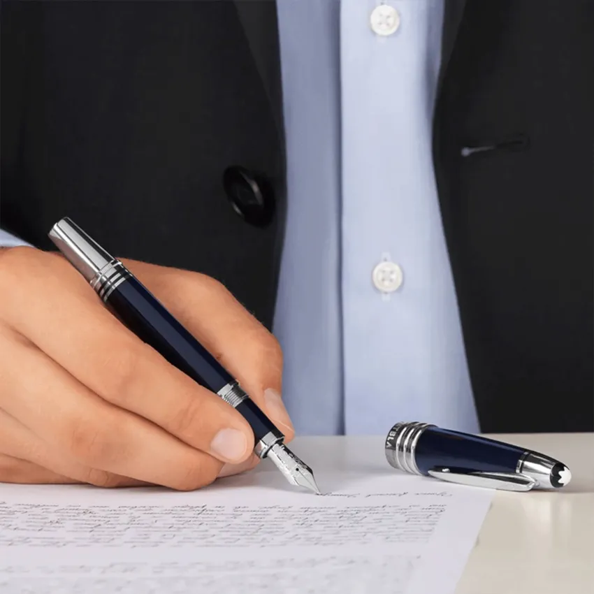 Montblanc John F. Kennedy Medium Fountain Pen - Blue With Platinum Trims