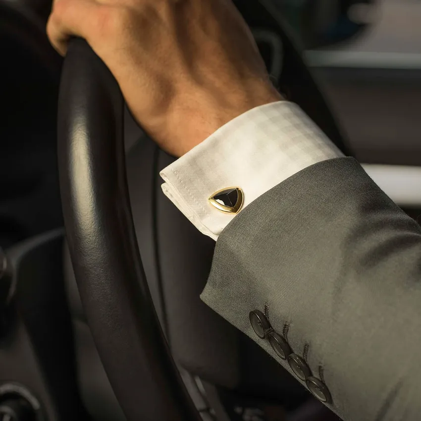Lapis Bard Avant Garde Basildon IP Gold Cufflinks with Black-Onyx Inset