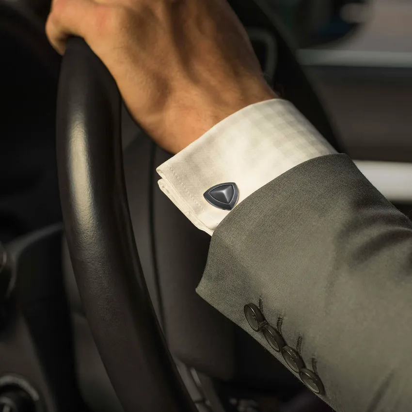 Lapis Bard Avant Garde Basildon Matte Black Cufflinks with Black-Onyx Inset