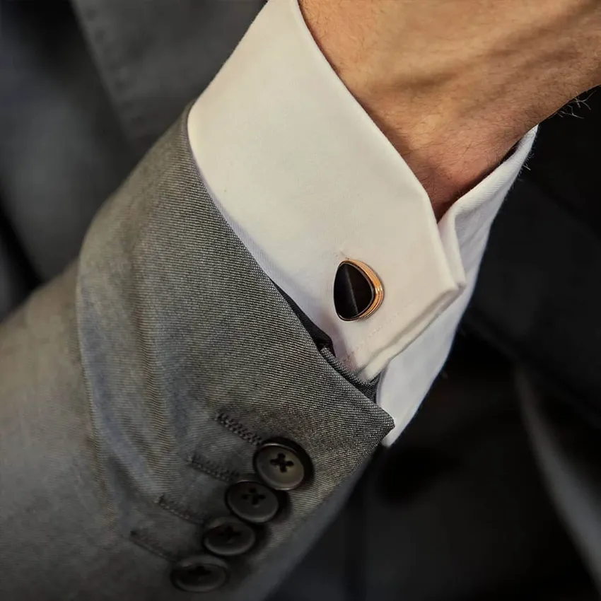 Avant Garde Preston Rose Gold plated Cufflinks with Black-Onyx Inset