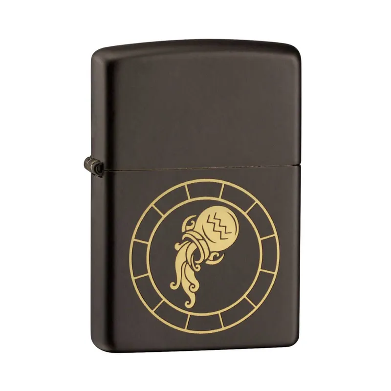 Zippo Lighter 218.MB401295 Aquarius Zodiac Sign Black
