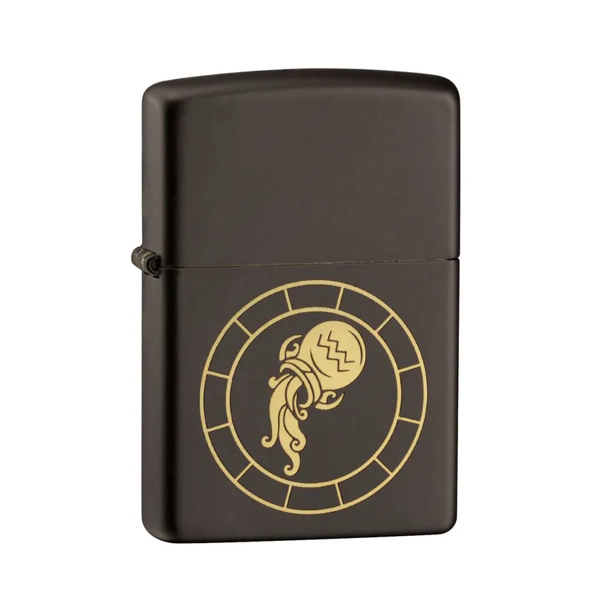 Zippo Lighter 218.MB401295 Aquarius Zodiac Sign Black