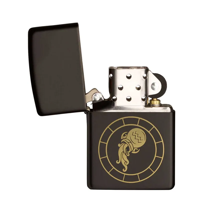 Zippo Lighter 218.MB401295 Aquarius Zodiac Sign Black