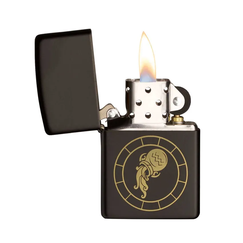 Zippo Lighter 218.MB401295 Aquarius Zodiac Sign Black