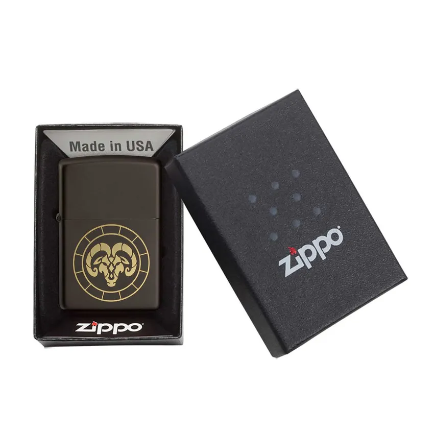 Zippo Lighter 218.MB401289 Aries Zodiac Sign Black
