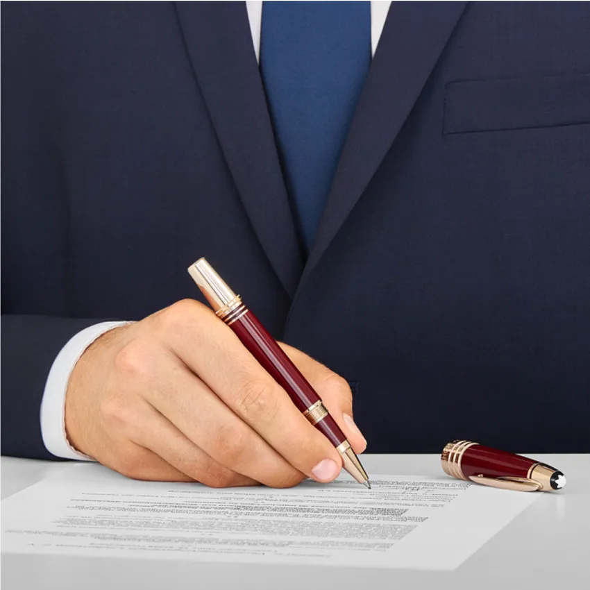 Montblanc John F Kennedy Rollerball Pen - Burgundy With Gold Trims