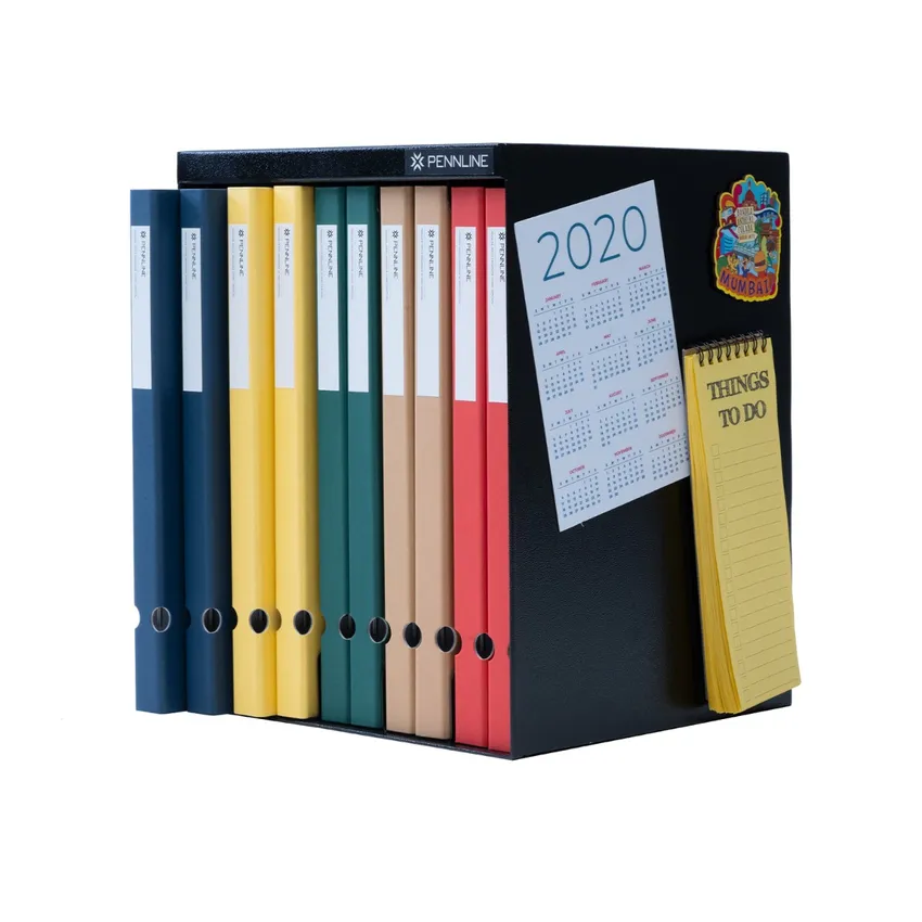 Pennline HUB Filing Metal Cabinet With 10 Vertical Slim Folders (Spring binder) - Matte Black