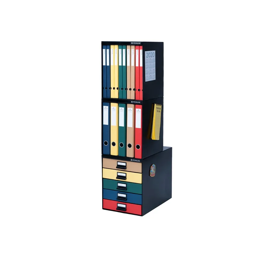 Pennline HUB Filing Metal Cabinet With 10 Vertical Slim Folders (Spring binder) - Matte Black