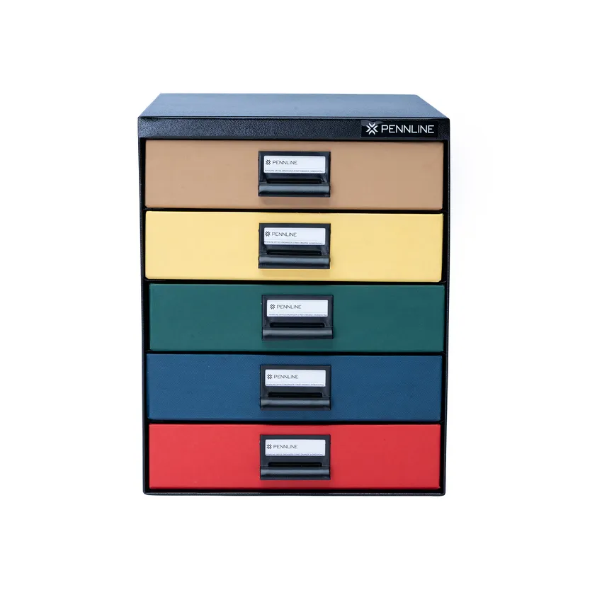 Pennline HUB Storage Metal Cabinet With 5 Paperboard Horizontal Large Drawers - Matte Black