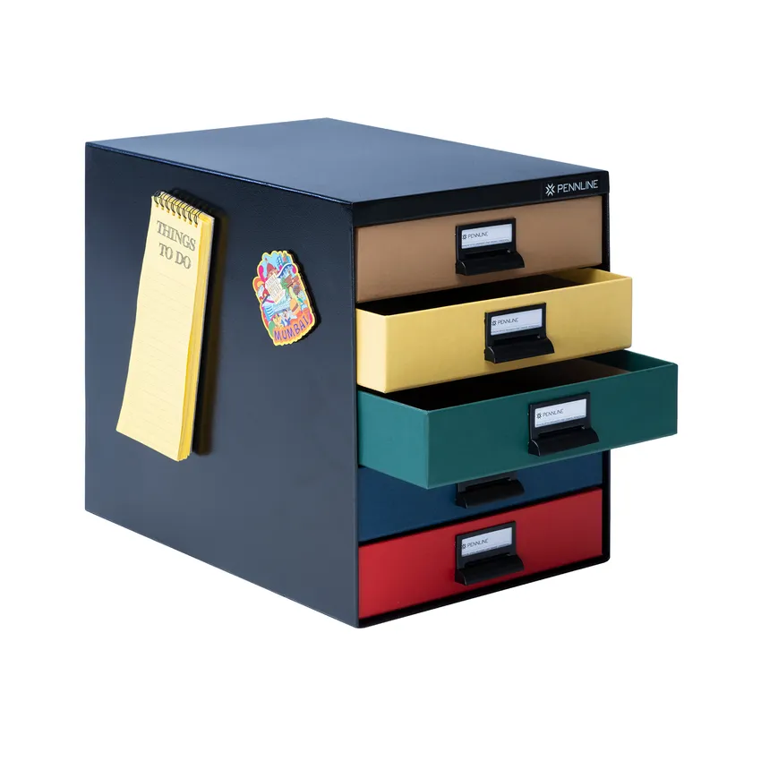 Pennline HUB Storage Metal Cabinet With 5 Paperboard Horizontal Large Drawers - Matte Black