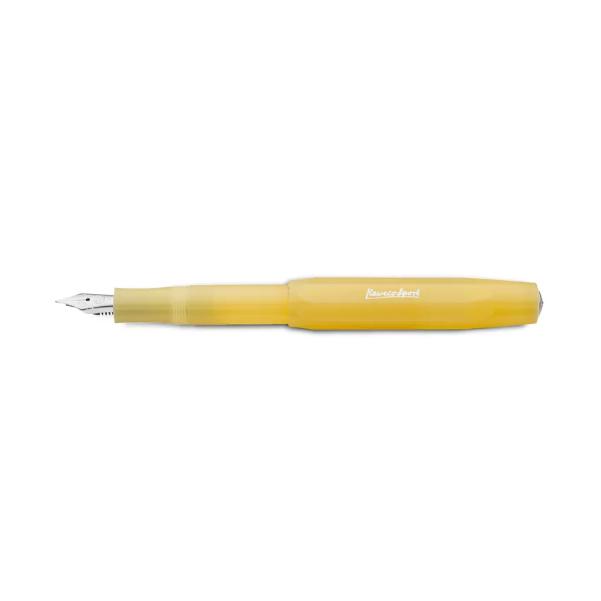 Kaweco Frosted Sport Fountain Pen Sweet Banana with Silver Trims - Medium
