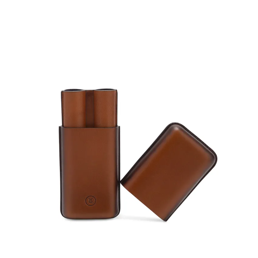 Lapis Bard Ducorium Moulded Pen Case - Cognac