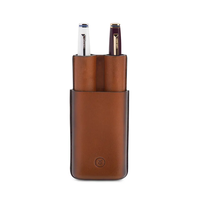Lapis Bard Ducorium Moulded Pen Case - Cognac