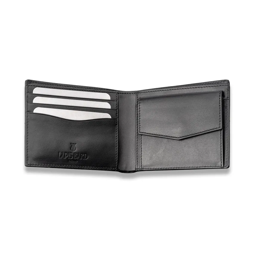 Lapis Bard Carbon Black Bifold Wallet with Coin Pocket - Black