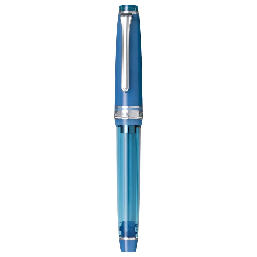 Sailor Gift Set Manyo II 'Voilet' Professional Gear Slim Fountain Pen (14K Medium) With Manyo Ink 50 ML - Blue With Rhodium Trims
