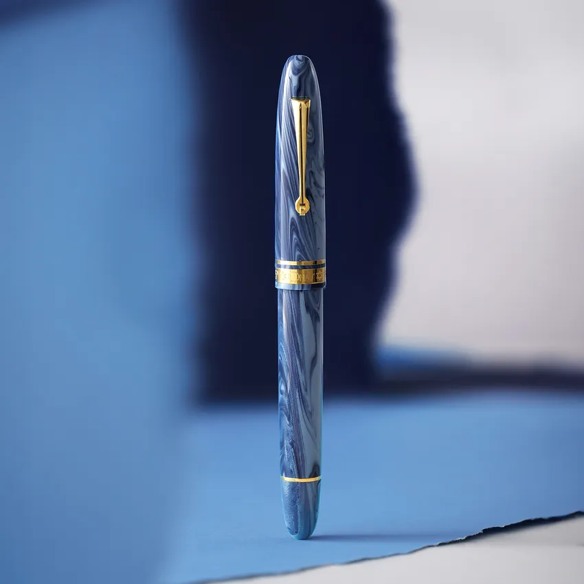 Omas Limited Edition Israel Fountain Pen (14K Medium) - Blue With Gold Trims