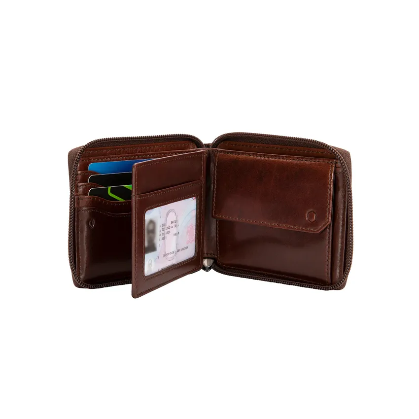 Jekyll & Hide Oxford Zip Around Wallet - Mocha