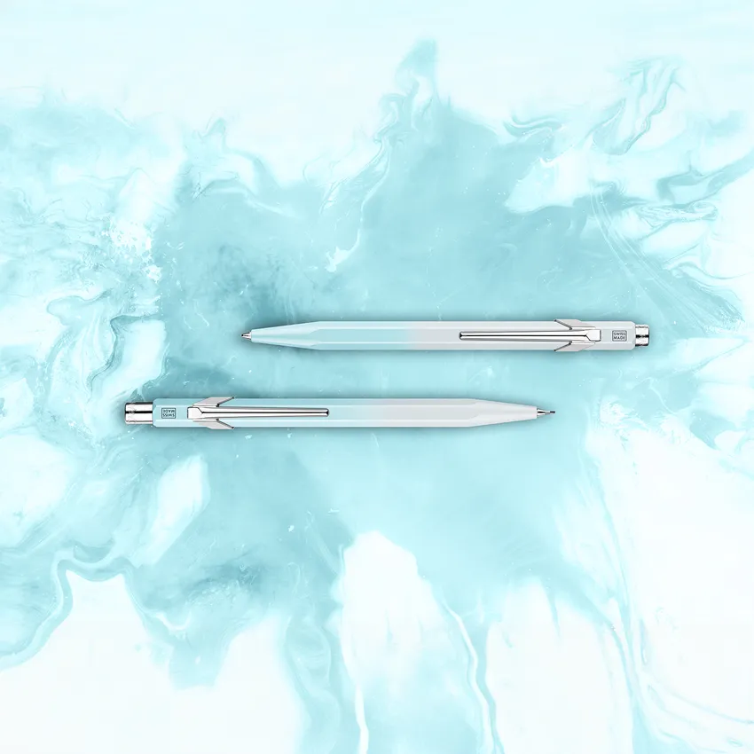 Caran d'Ache Special Edition Duo Set 849 (Fine black) Ballpoint Pen + 844 (0.5mm) Mechanical Pencil - Blue Lagoon