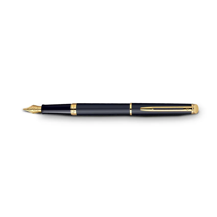 Waterman Hemisphere Matte Black Gold Trim Fountain Pen - Medium