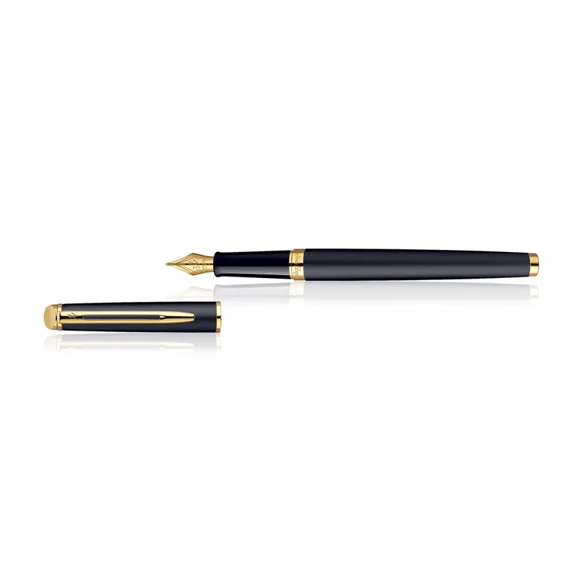 Waterman Hemisphere Matte Black Gold Trim Fountain Pen - Medium