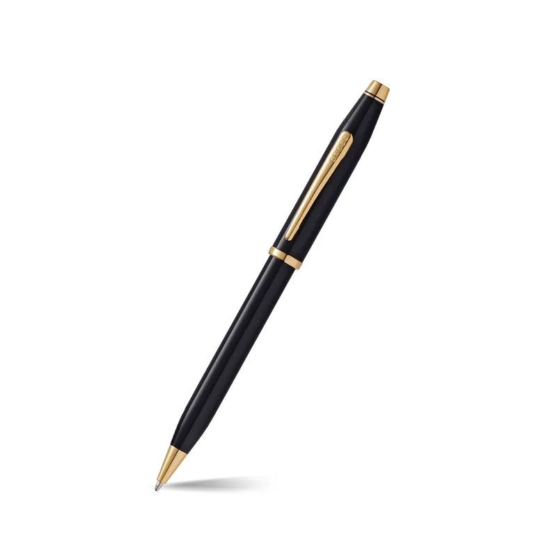 Cross Century II Black Lacquer Ballpoint Pen with 23K Gold Plated Trims