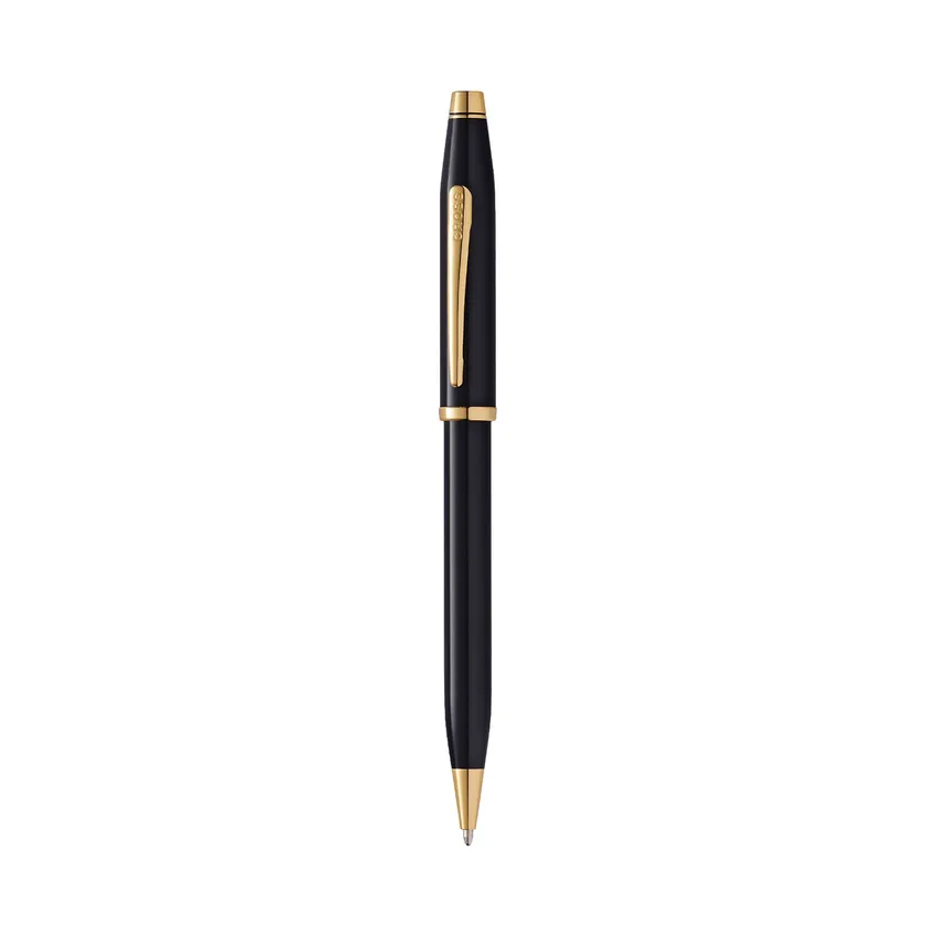 Cross Century II Black Lacquer Ballpoint Pen with 23K Gold Plated Trims