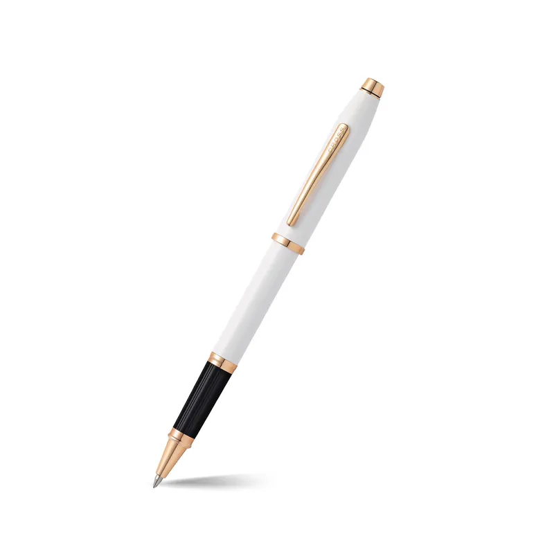 Cross Century II Pearlescent White Lacquer Rollerball Pen with Gold Trims