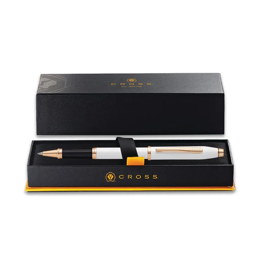 Cross Century II Pearlescent White Lacquer Rollerball Pen with Gold Trims