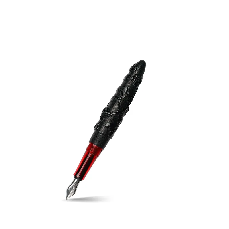 Benu Skull And Roses Smolder Black Fountain Pen - Medium